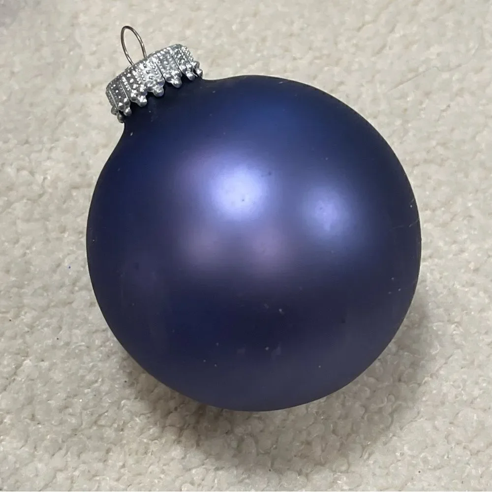 Christmas by Krebs 12-Piece Periwinkle Blue Silver Glass Ornament Set Vintage